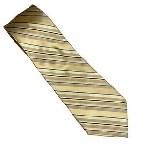 Paul Dione 100% Silk Yellow Striped Neck Tie